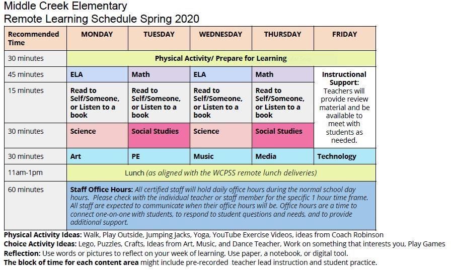 Remote Learning Schedule 